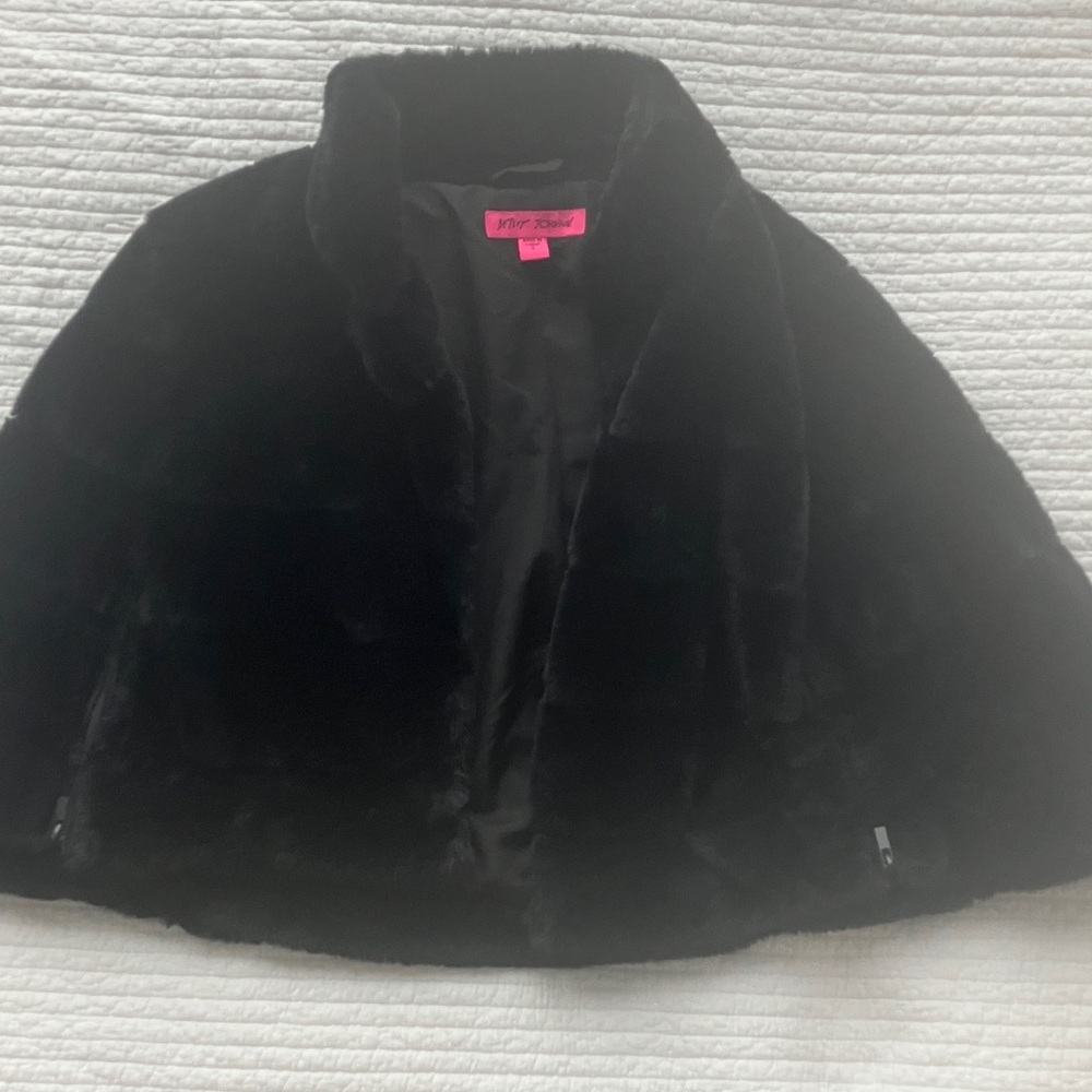 Betsey Johnson Black Faux Fur Cape for Kids